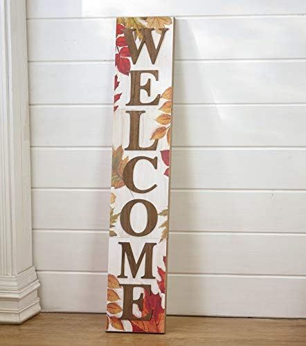 Autumn Welcome Sign with Fall Leaves - Farmhouse Front Door Harvest Decoration | Amazon (US)