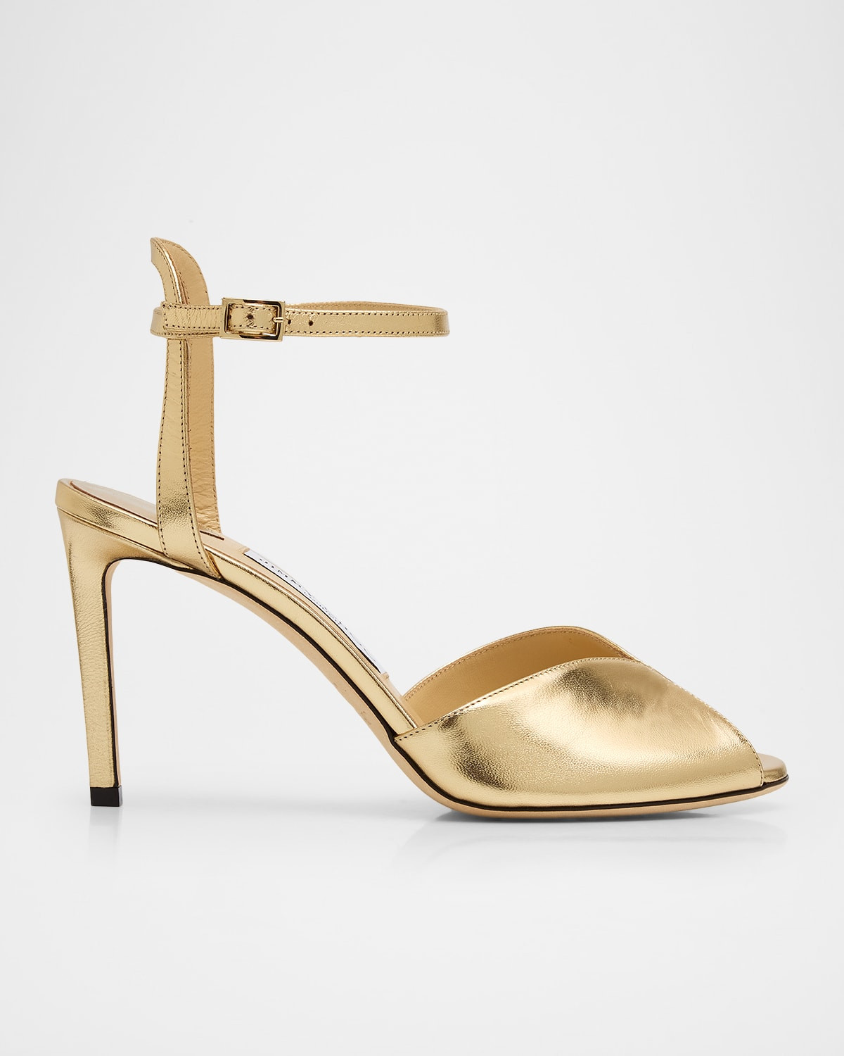 Sacora 85 Metallic Leather Peep-Toe Sandals | Neiman Marcus