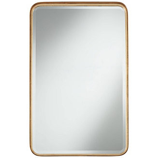 Andi Rectangular Vanity Decorative Wall Mirror Modern Beveled Glass Warm Gold Iron Frame 24" Wide... | Macy's