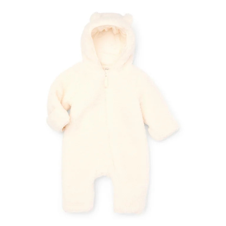 Wonder Nation Baby Teddy Fleece Pram with Hood, Size 0M- 9M | Walmart (US)