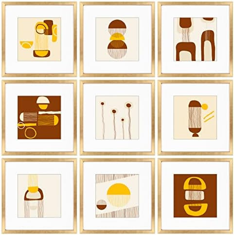 LaVie Home 12x12 Gallery Wall Frame Set Gold, 9 Packs 12x12 frame with Mat for 8x8 Photos, Simple De | Amazon (US)