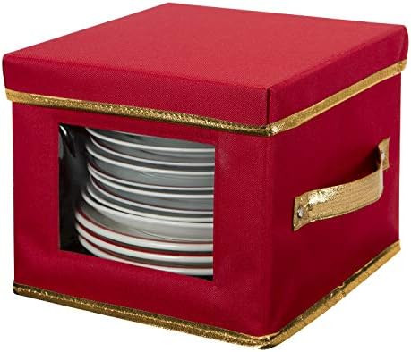 Simplify Holiday Salad Plate Dinnerware Storage Box | 9.45 Inch | Christmas China | 12 Felt Divid... | Amazon (US)
