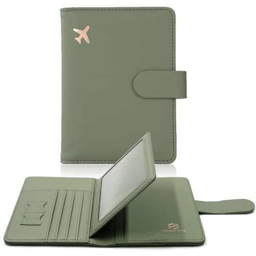 Melsbrinna Rfid Passport Holder for Travel women/Men, Cute Passport Wallet Rfid Blocking Card Slots, Rfid Passport Cover/CaseTravel Wallet, Passport Book Holder (1, Green) | Amazon (US)
