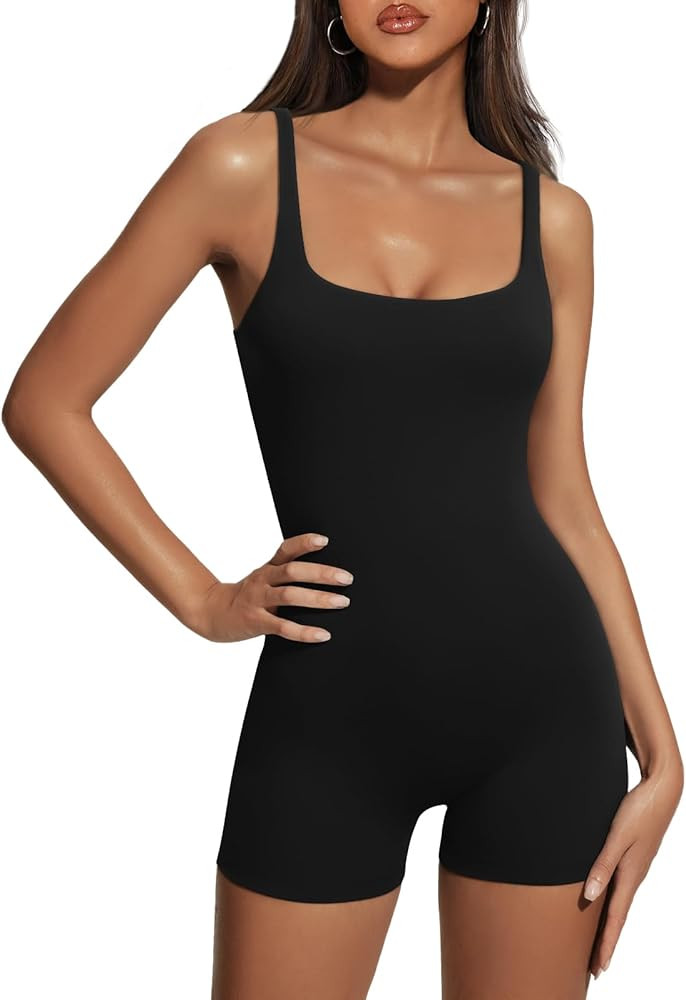 AUTOMET Womens Jumpsuits Shorts Rompers Workout One Piece Bodysuits Jumpers Yoga Summer Fashion V... | Amazon (US)