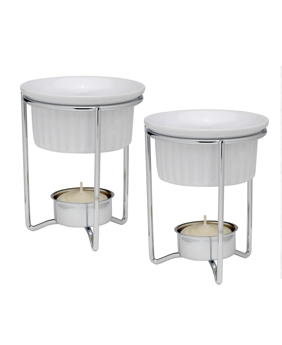 Maine Man Set of 2 Ceramic Butter Warmer Ramekins with Chrome-Plated Steel Wire, 3-Ounce Capacity - White | Macy's