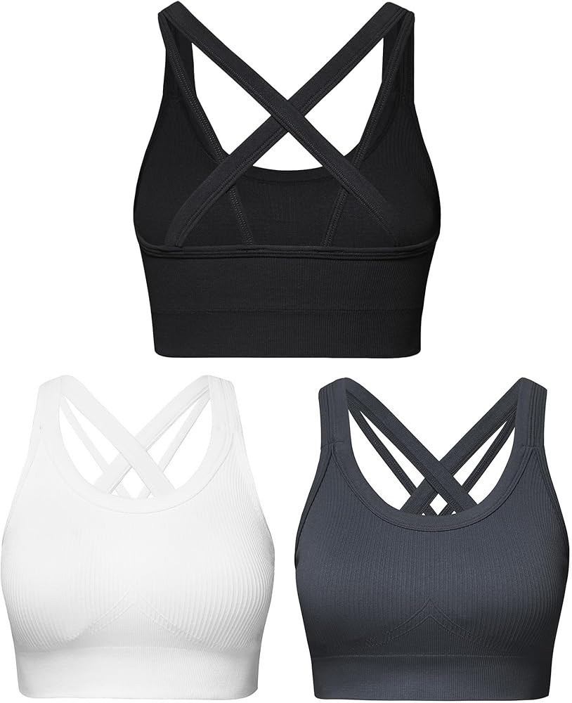 Sports Bras for Women HIigh Support, Criss-Cross Back Padded Strappy High Impact Sports Bras for ... | Amazon (US)