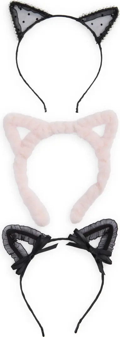 Kids' Kitty Ear 3-Pack Assorted Headbands | Nordstrom