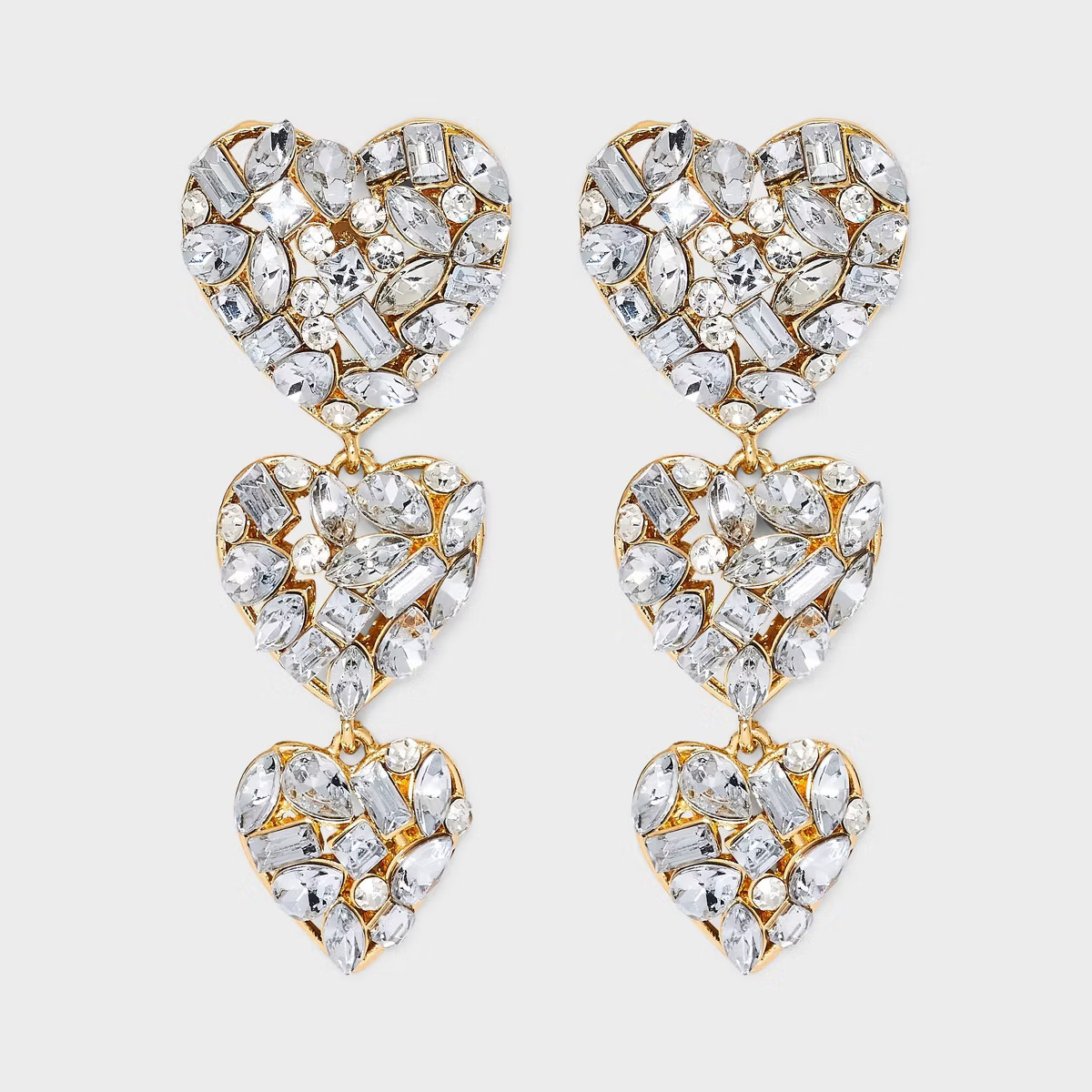 SUGARFIX by BaubleBar "Crystal Cluster Heart" Statement Drop Earrings - Gold | Target