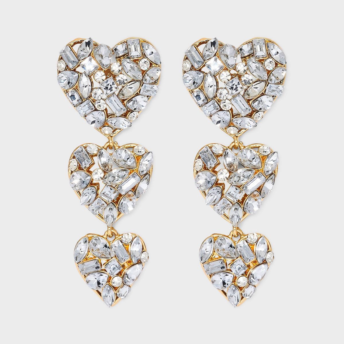 SUGARFIX by BaubleBar "Crystal Cluster Heart" Statement Drop Earrings - Gold | Target