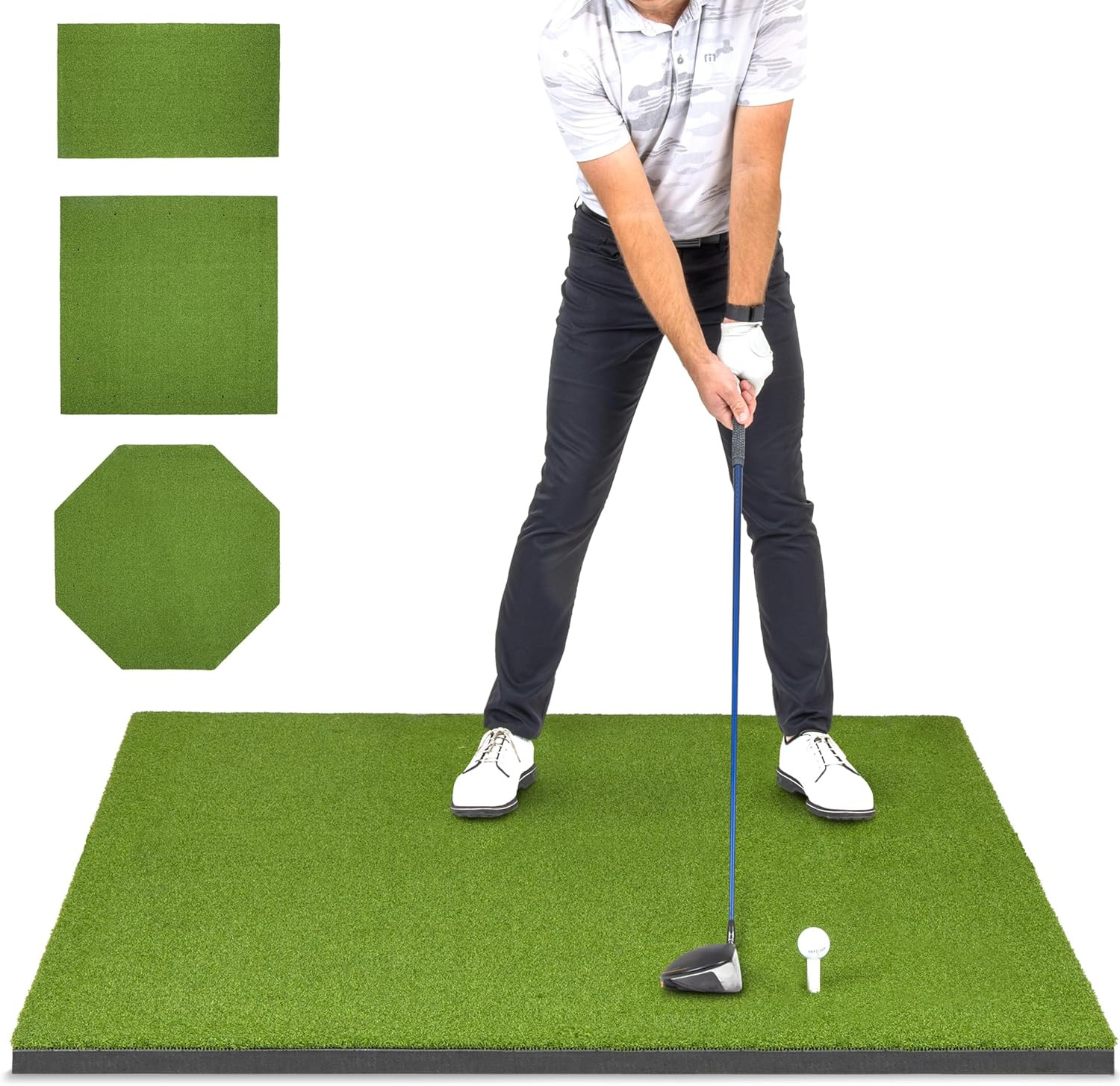 GoSports Elite Golf Hitting Mat for Indoor and Outdoor Practice - Withstands Thousands of Shots - Heavy-Duty Turf Driving Range Mats Works with Golf Simulators - Includes 3 tees - Choose Your Size | Amazon (US)