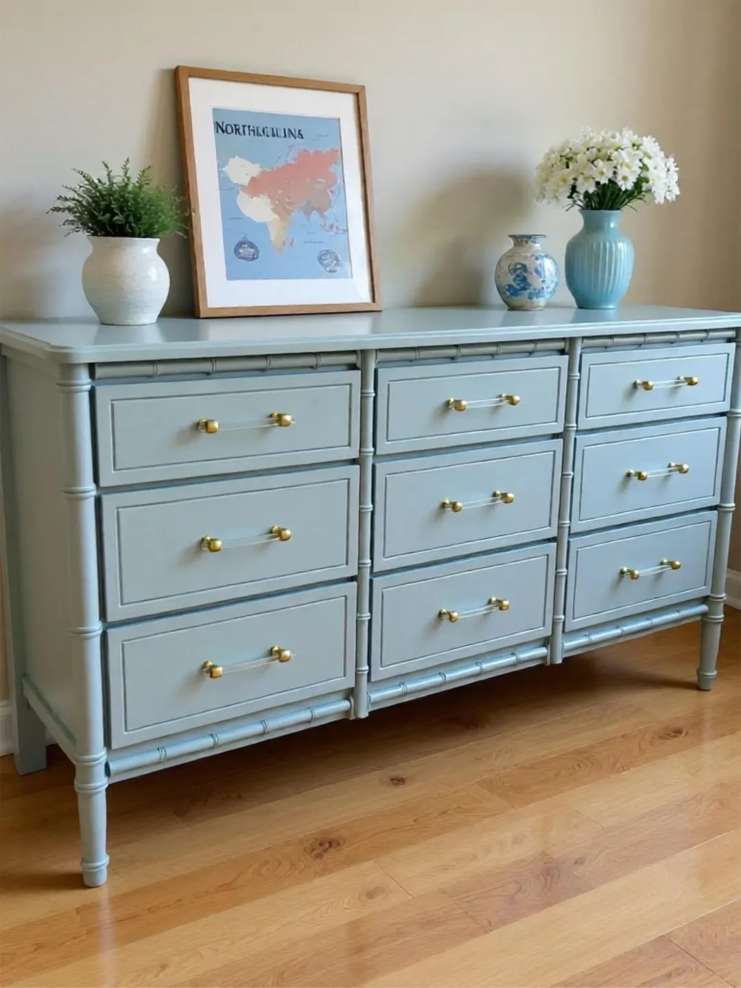 Faux Bamboo 9-Drawer Dresser: Hollywood Regency Palm Beach Style | Etsy (US)