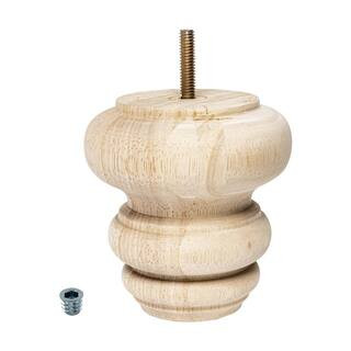 4 in. x 4 in. Unfinished Solid Hardwood Round Bun Foot | The Home Depot