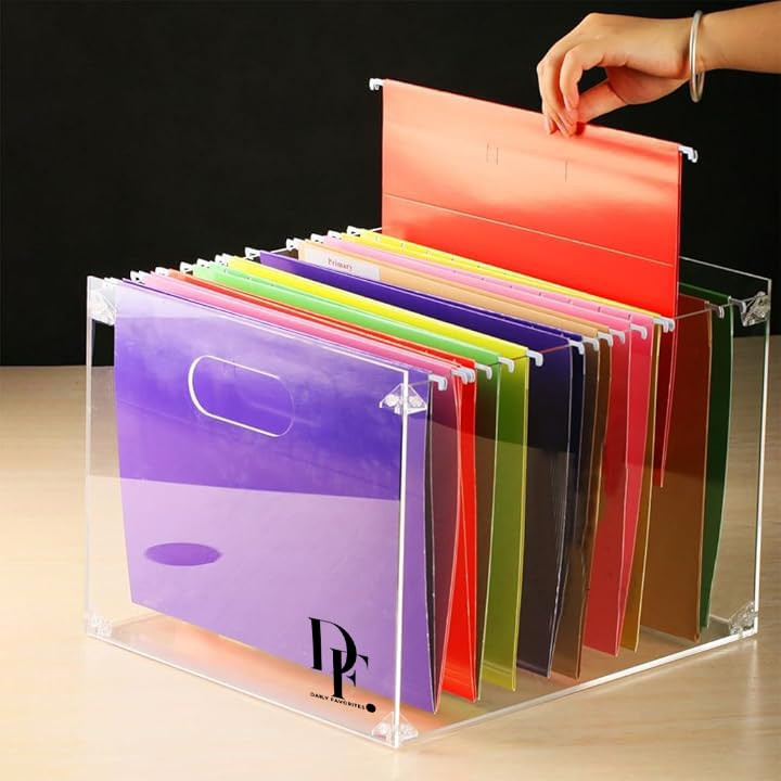 DF Acrylic File Holder with Handles - Acrylic File Organizer - Clear File Box for Letter Size/A4 ... | Amazon (US)