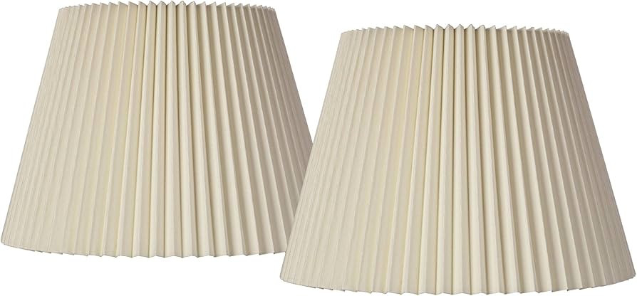 Set of 2 Drum Lamp Shades Ivory Knife Pleat Medium 8" Top x 14.5" Bottom x 10" High Spider with R... | Amazon (US)