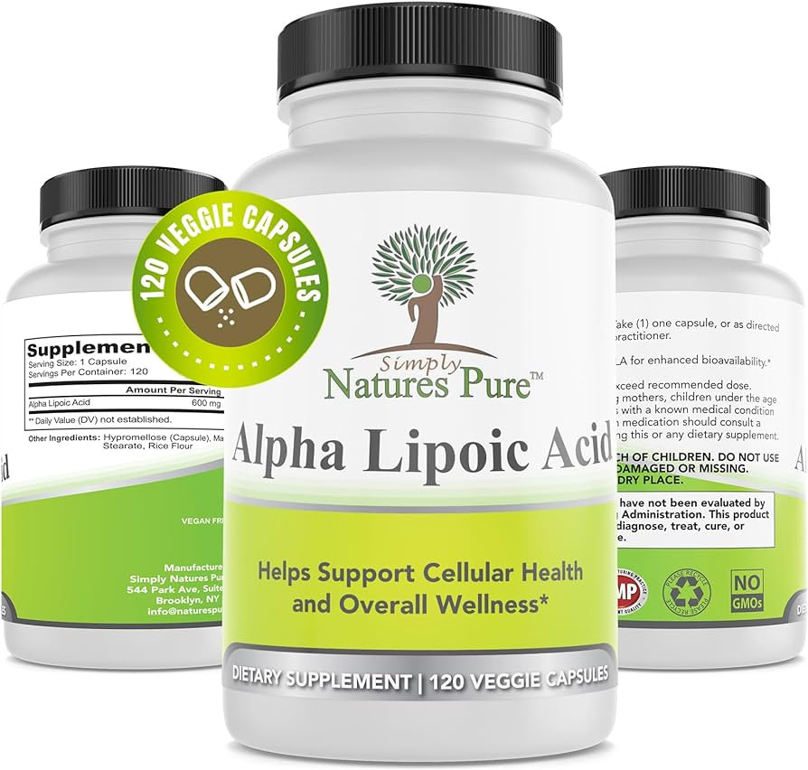 Simply Natures Pure Alpha Lipoic Acid 600mg 120 Veggie Capsules, Non-GMO Thioctic Acid 4 Month Su... | Amazon (US)
