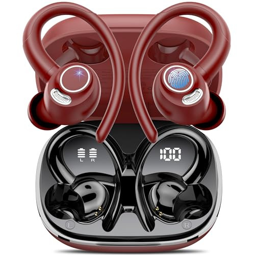 Wireless Earbuds Bluetooth 5.3 Headphones Sport, 2024 Wireless Earphones with Earhooks, HiFi Stereo Deep Bass with ENC Mic, 40H Dual LED Display, IPX7 Waterproof Ear Bud for Small Ear Running/Workout | Amazon (US)