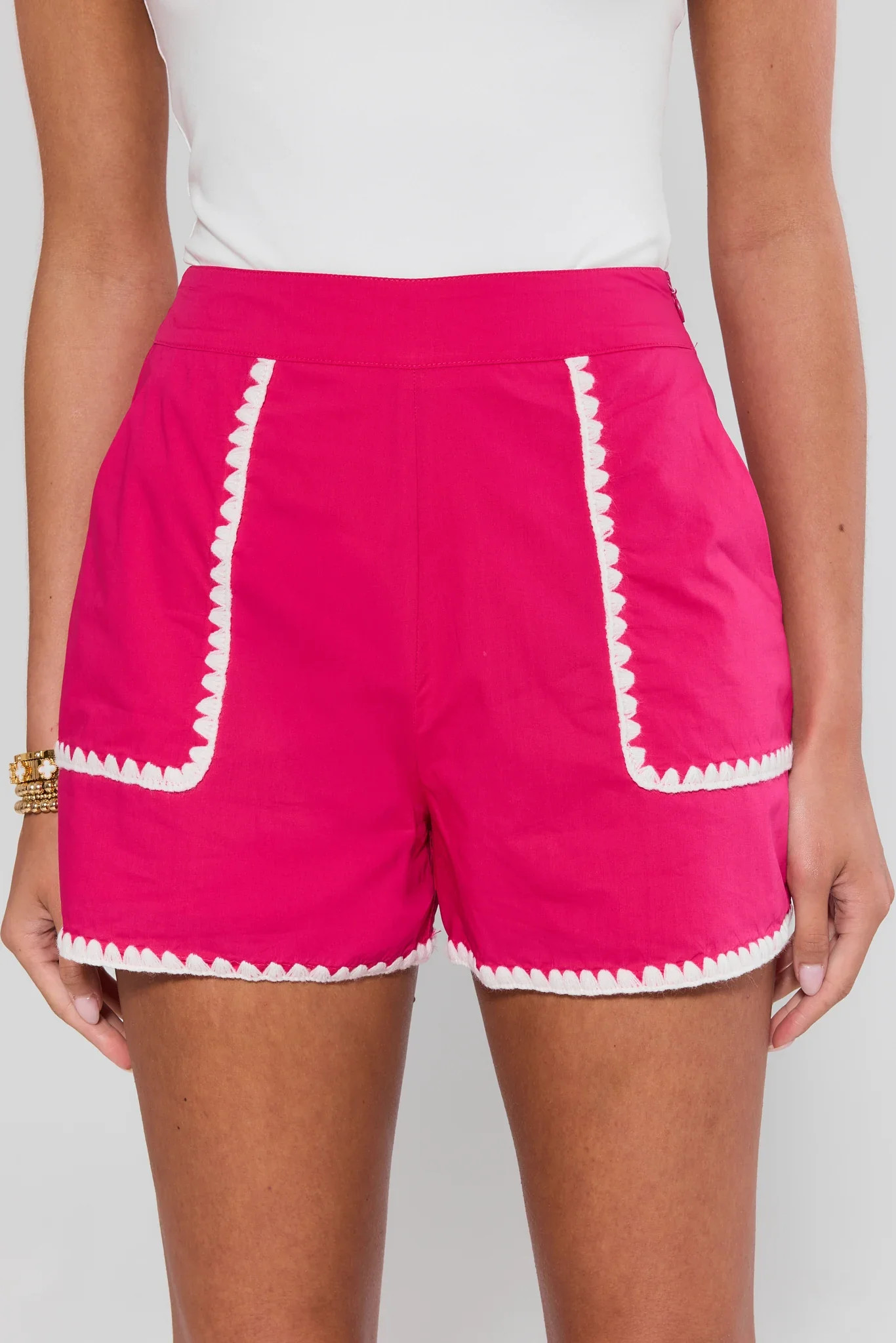 London Pink Stitched Trim Shorts | Avara