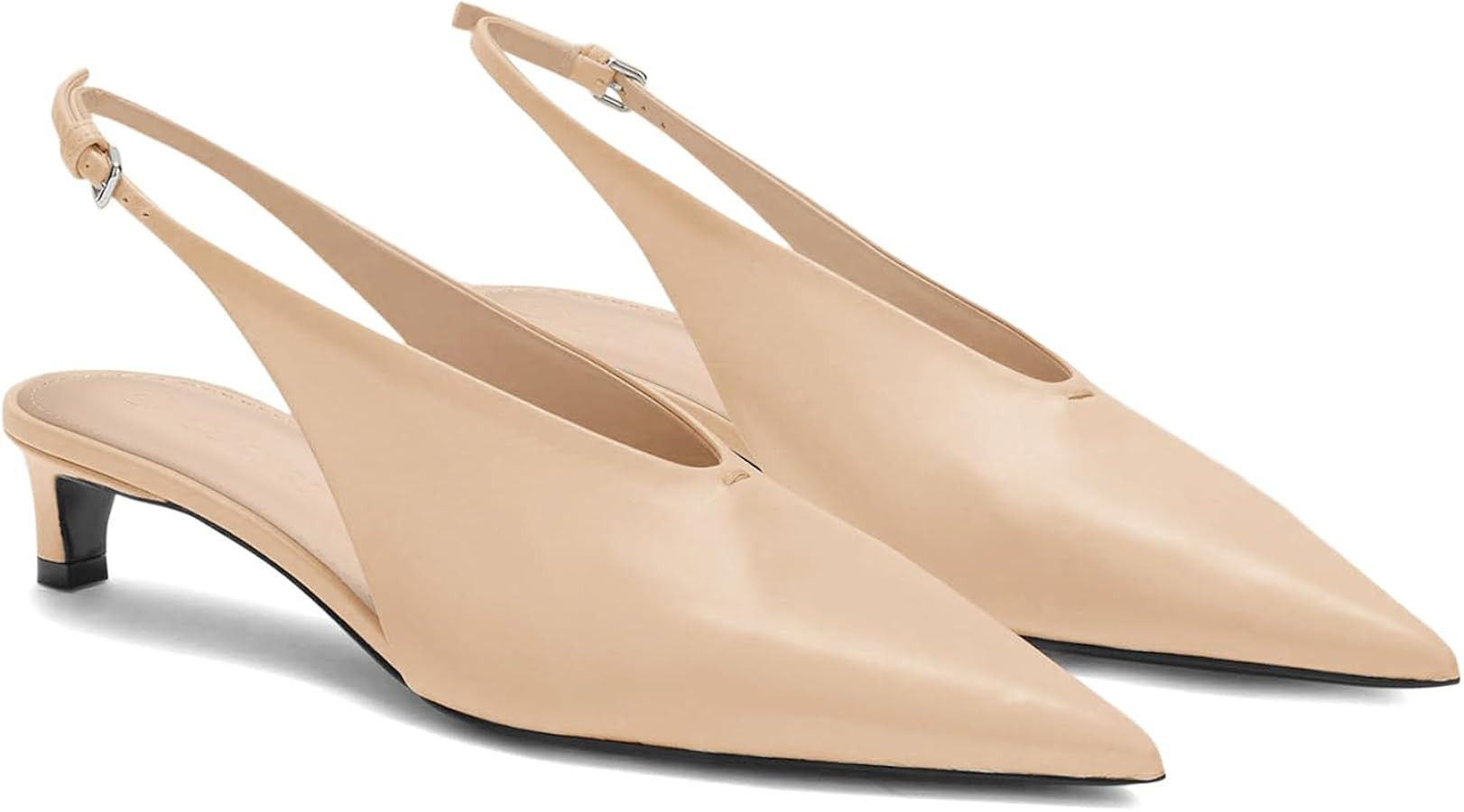 Coutgo Women's Low Kitten Heel Pointed Toe Slingback Pumps | Amazon (US)