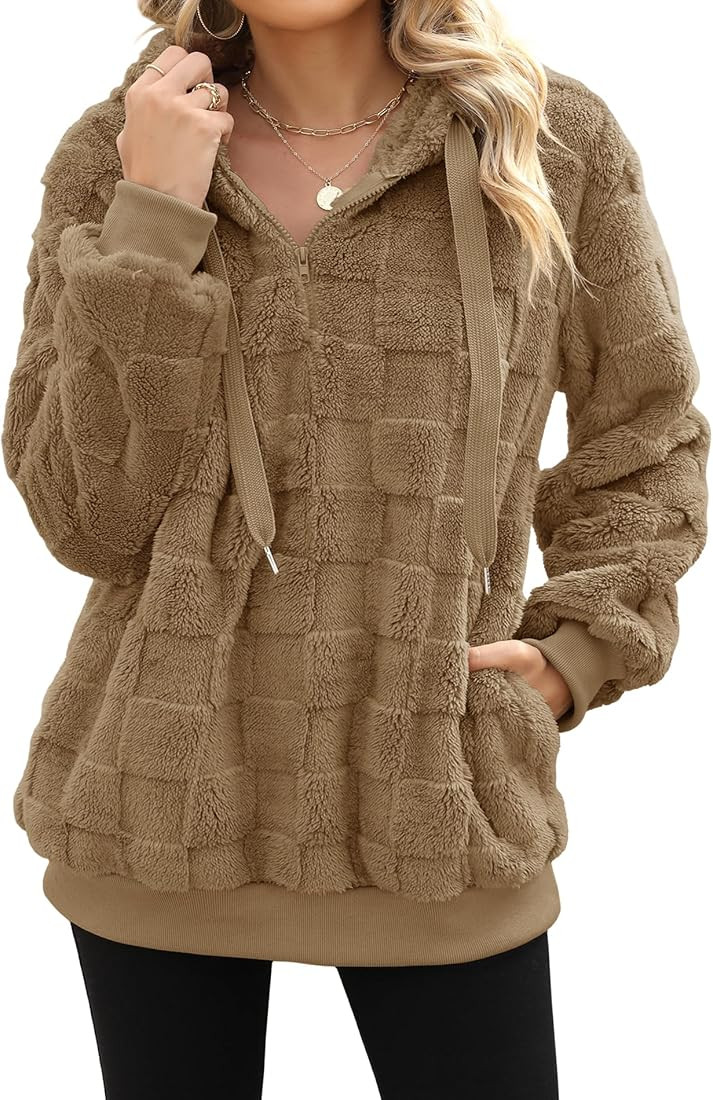 Yanekop Womens Hoodies Sherpa Pullover Sweater Fuzzy Fleece Sweatshirt Oversized Hoodie Cozy Oute... | Amazon (US)