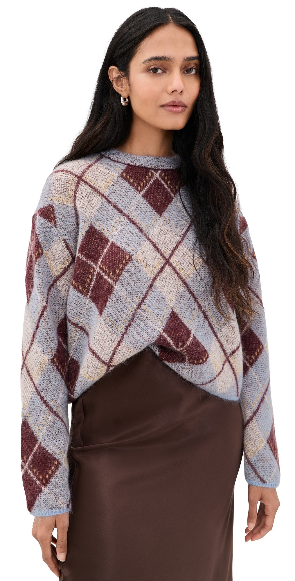 Tanya Taylor Sybil Sweater Winter Sky/Mahogany/Cream L | Shopbop