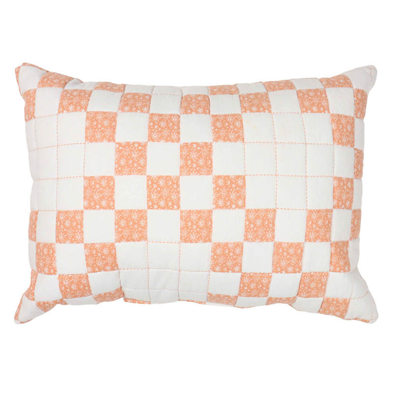 Pink & White Quilted Lumbar Pillow, 14x20 | At Home