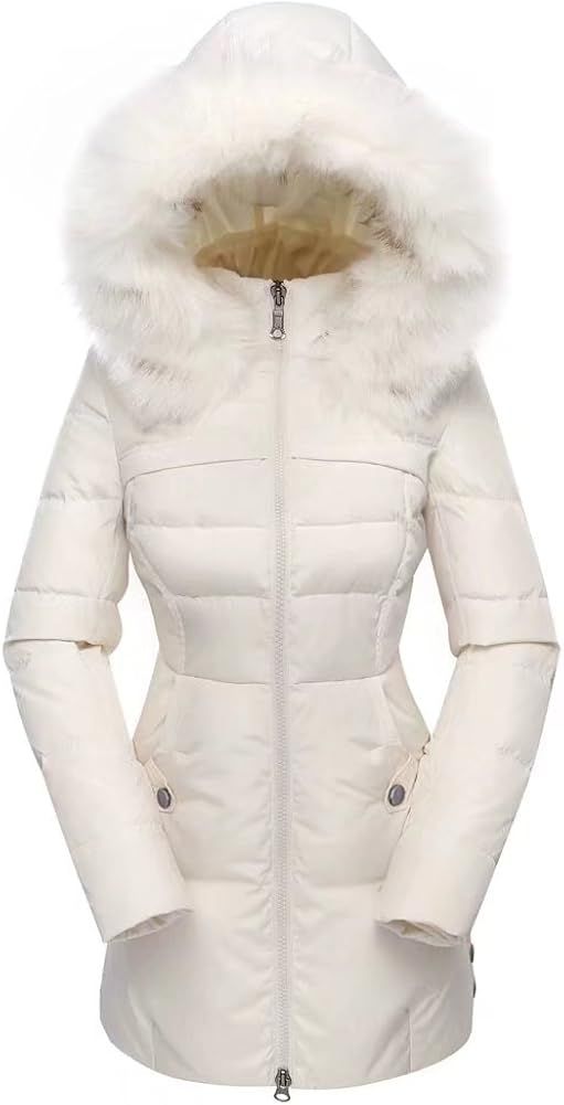 Valuker Women's Down Coat With Fur Hood With 90% Down Parka Puffer Jacket | Amazon (US)