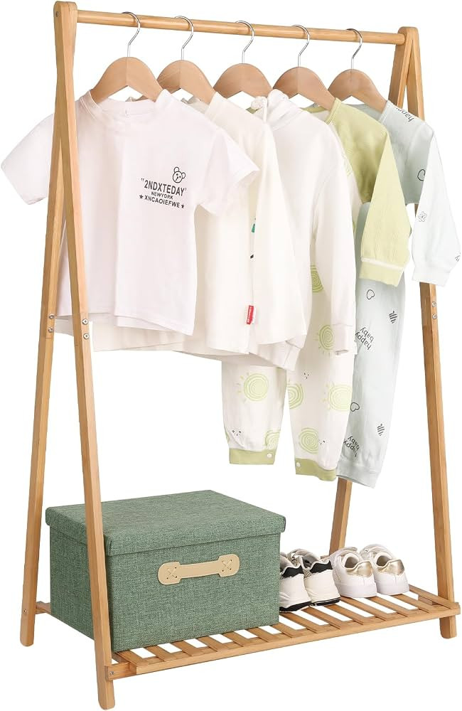 Jotsport Small Clothes Rack Kids Dress Up Storage for Playroom, Toddlers Bedroom, Bamboo Child Ga... | Amazon (US)