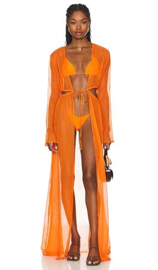 Scarlett Dress in Royal Orange | Boho Beach Kimono Outfit Kimono Dress Orange Cover Up Swimwear | Revolve Clothing (Global)