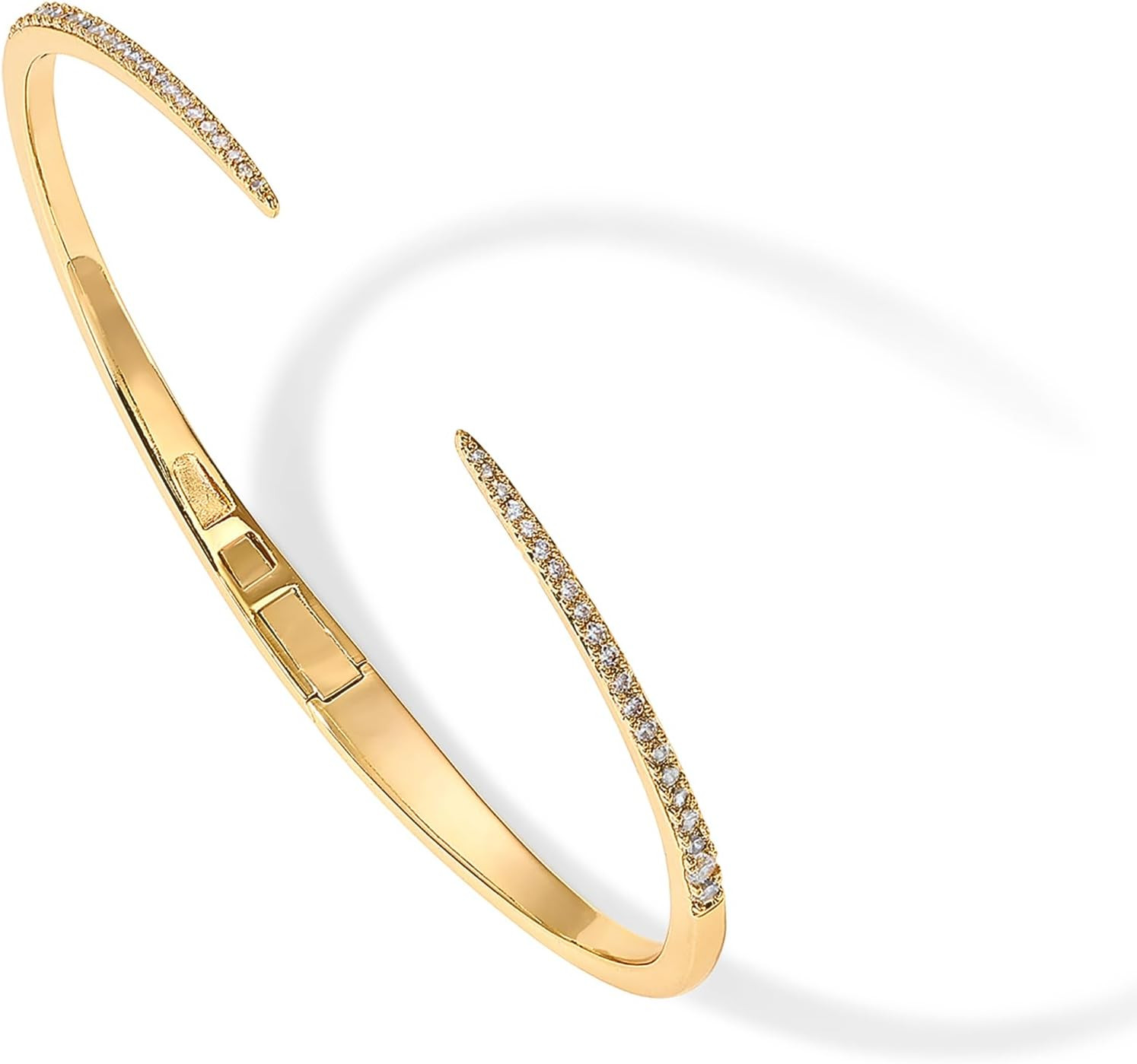 PAVOI 14K Gold Plated Cubic Zirconia Claw Bangle Bracelet | Elegant CZ Cuff Bracelets for Women | Amazon (US)