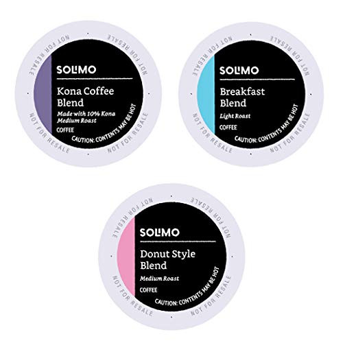 Amazon Brand - Solimo Variety Pack Light and Medium Roast Coffee Pods (Kona, Breakfast, Donut), C... | Amazon (US)