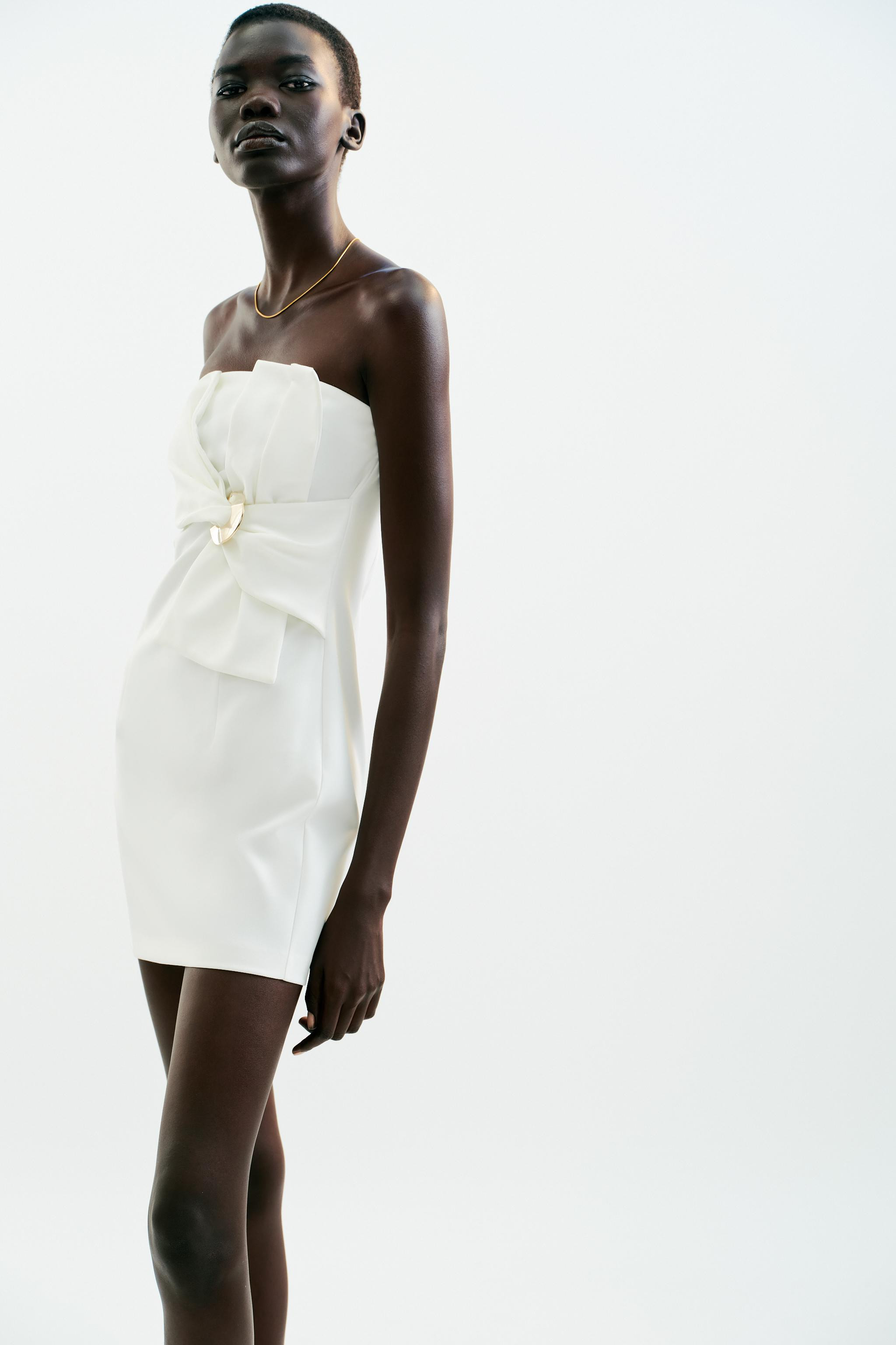 GOLD APPLIQUÉ BOW MINI DRESS | Zara US