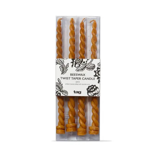 tag Twin Flame Twisted Beeswax Taper Candles Honey Yellow at Nordstrom | Nordstrom
