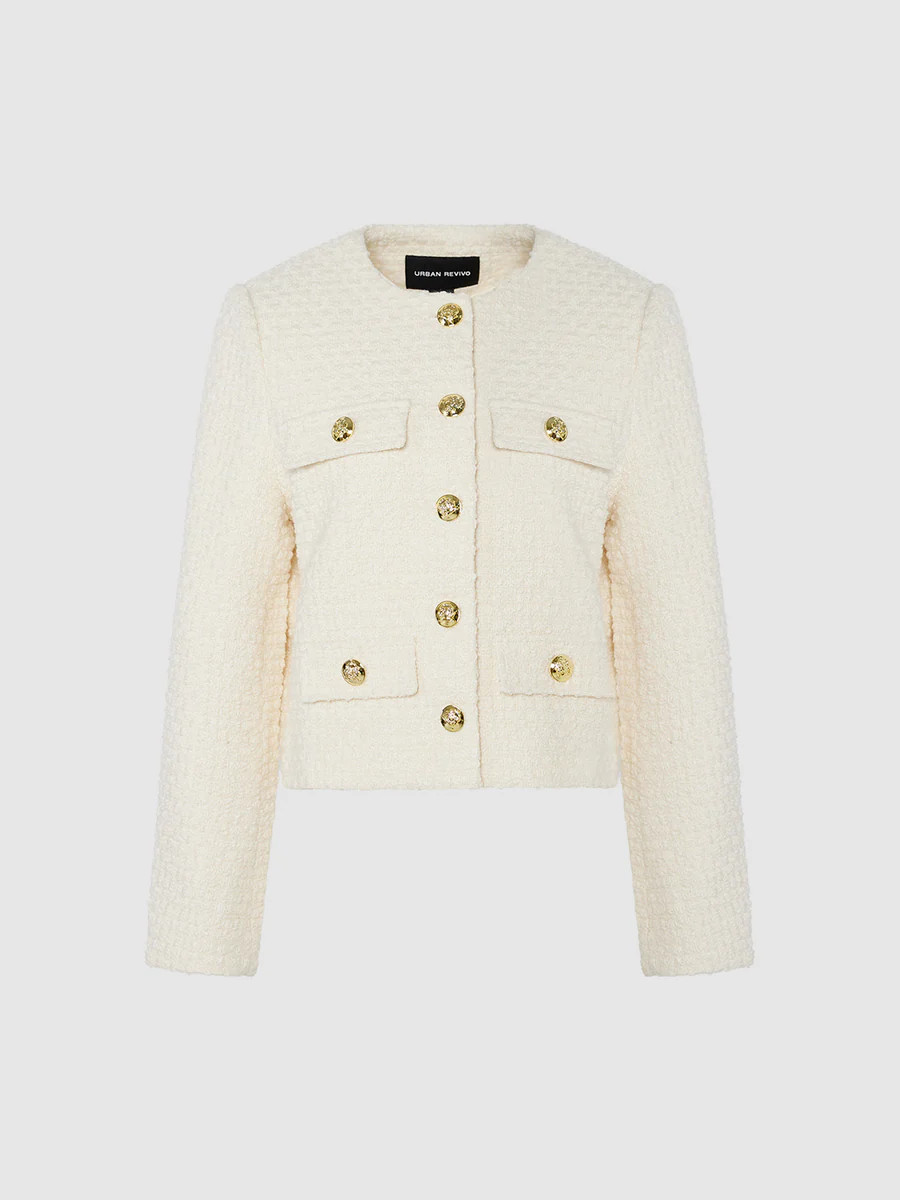 Multi-Pocket Tweed Jacket | Urban Revivo