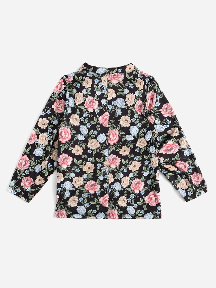 Plus Allover Floral Print Single Button Blazer | SHEIN