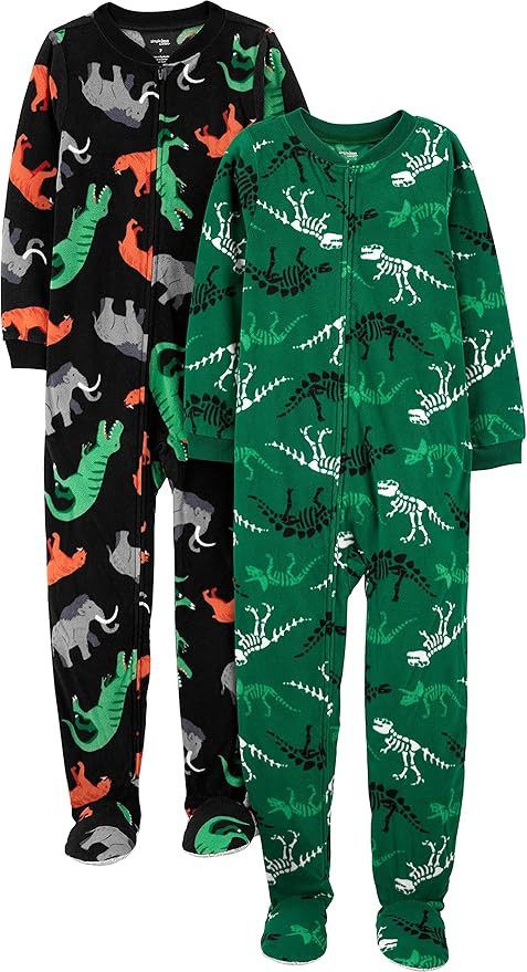 Simple Joys by Carter's Kids' Loose-fit Flame Resistant Fleece Footed Pajamas | Amazon (US)