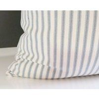 Ticking Stripe Pillows  Blue and white ticking stripe pillow cover  Pillow   Pillow Cover Stripe Ticking Fabric  ticking stripe bedding | Etsy (US)