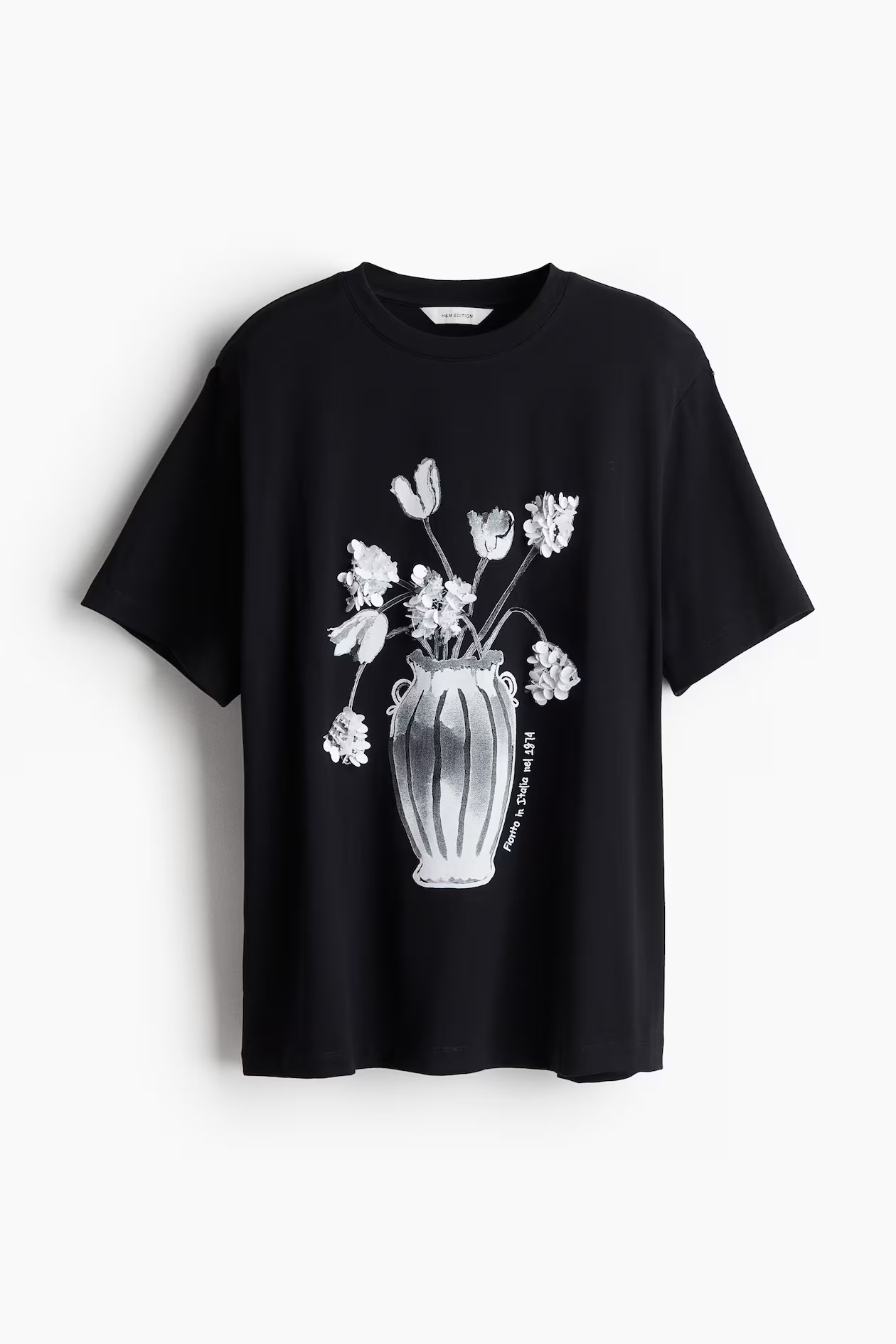 Sequin-detail T-shirt - Black/Vase - Ladies | H&M GB | H&M (UK, MY, IN, SG, PH, TW, HK)
