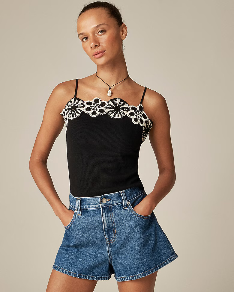 Vintage rib crochet-trim tank top | J. Crew US