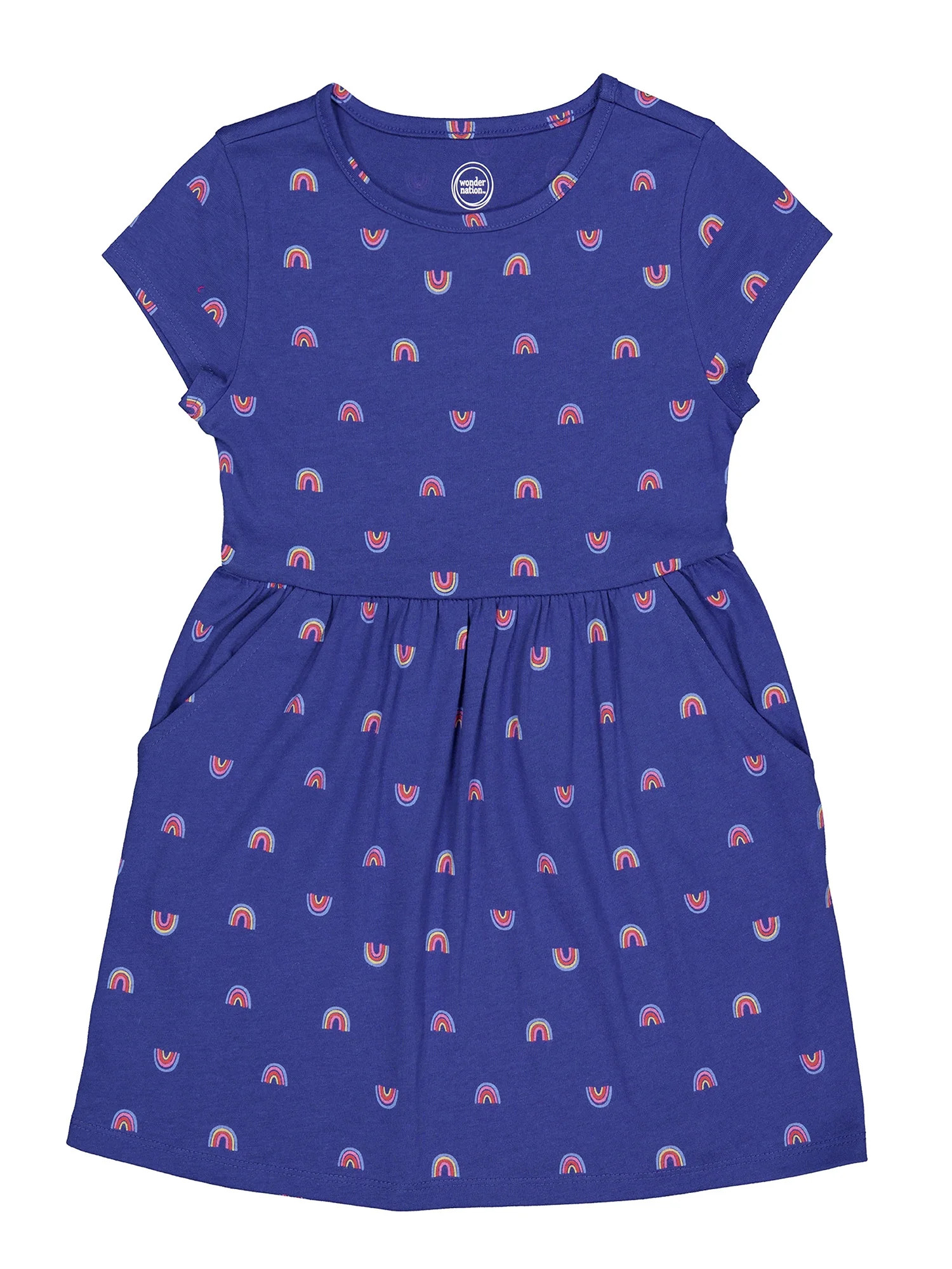 Wonder Nation Girls Short Sleeve Play Dress, Sizes 4-18 & Plus | Walmart (US)