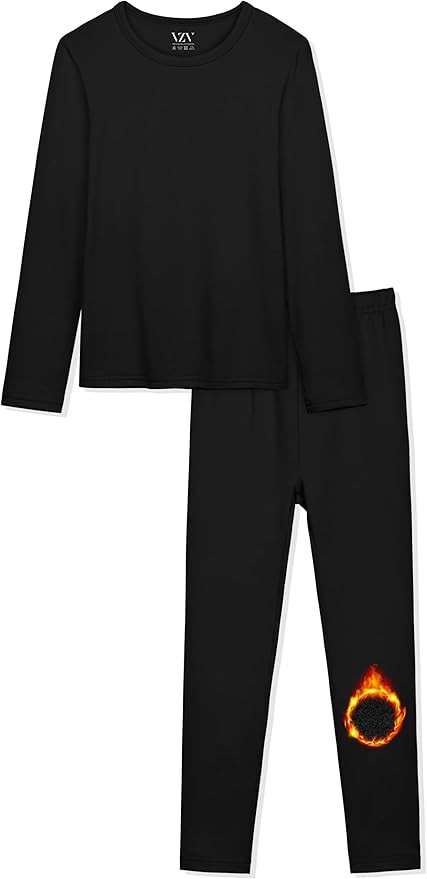 VZV Girls Thermal Underwear Set Thermal Underwear for Kids Fleece Lined Long Johns Kids Base Laye... | Amazon (US)