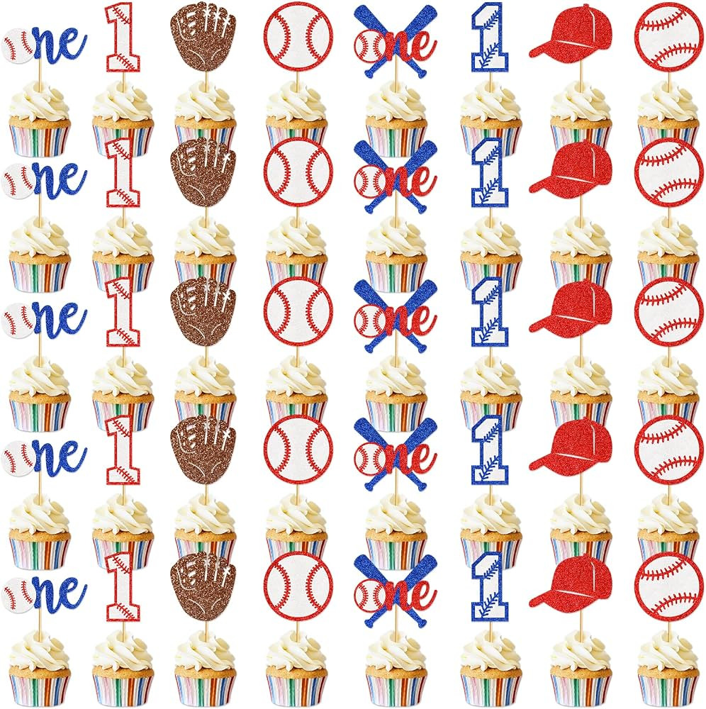 40pcs Baseball Cupcake Toppers Baseball First Birthday Cupcake Toppers Baseball Cupcake Decoratio... | Amazon (US)