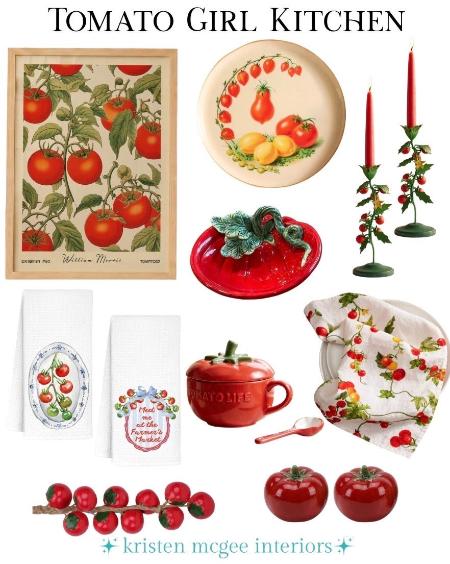 Tomato girl kitchen, but make it cute! I love a playful kitchen moment and these finds feel like the perfect mix of vintage market charm, Italian summer, and fun little accents that don’t take themselves too seriously! ✨🍅