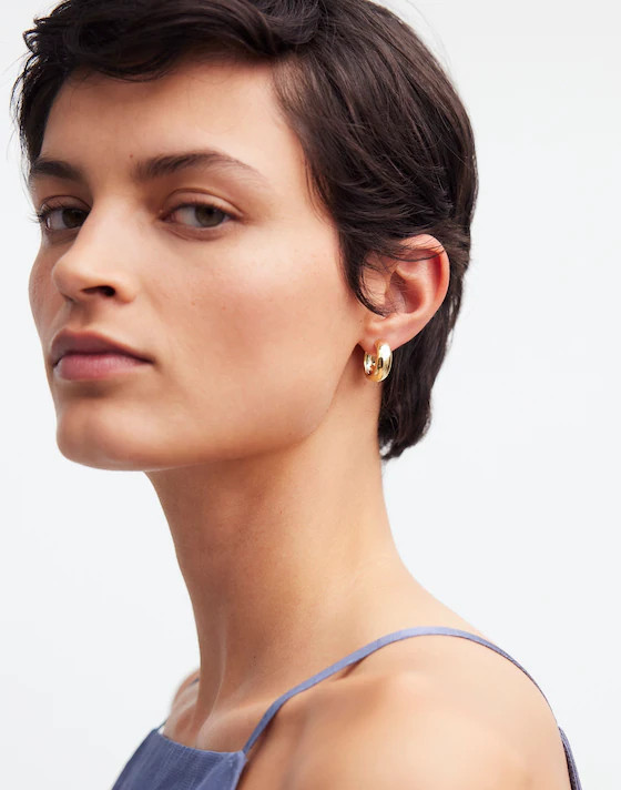 Demi-Fine Chunky Small Hoop Earrings | Madewell | Madewell