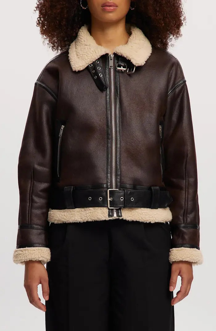Noize Faux Shearling Trim Faux Leather Jacket | Nordstromrack | Nordstrom Rack