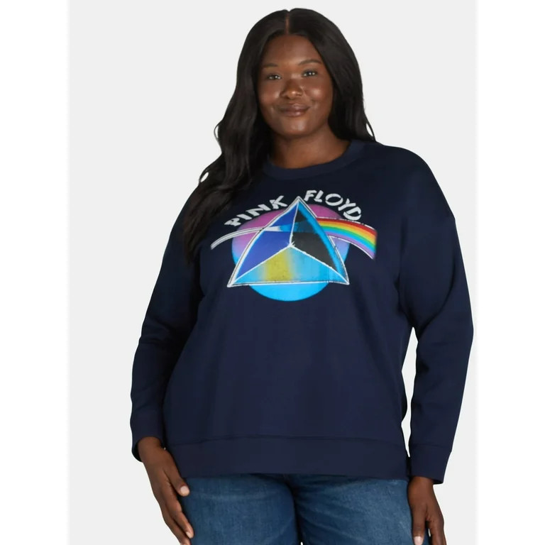 Terra & Sky Women's Plus Size Pink Floyd Graphic Long Sleeve Sweatshirt, Sizes 0X-5X | Walmart (US)