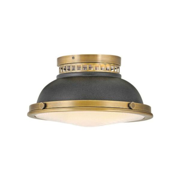 Emery Heritage Brass With Aged Zinc Two-Light Flush Mount | Bellacor