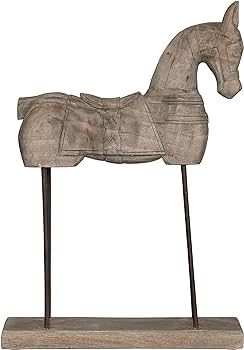 Creative Co-Op 22 Inches Mango Wood Horse Figurine on Metal Stand, Distressed Bleached Finish and... | Amazon (US)