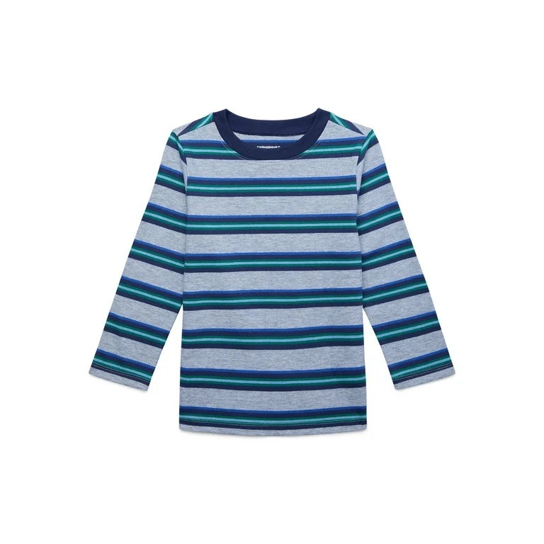Garanimals Toddler Boys Stripe Pique Knit T-Shirt with Long Sleeves, Sizes 18M-5T | Walmart (US)