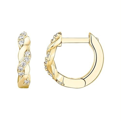 PAVOI 14K Yellow Gold Plated 925 Sterling Silver Post CZ Huggies | Women's Small Gold Hoop Earrings | Synthetic Diamond Earrings | Amazon (US)