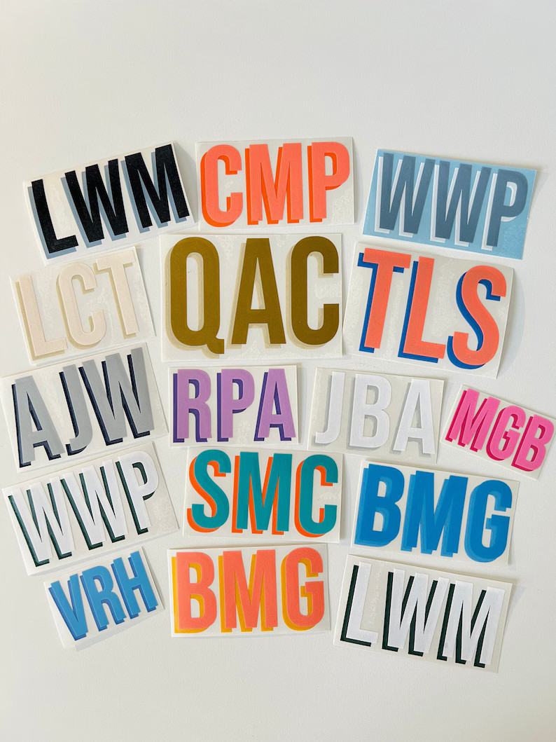 Double Layer Vinyl Monogram Decal Sticker Thick Font & 3 Letters Shadow Monogram Yeti Cell Phone ... | Etsy (US)